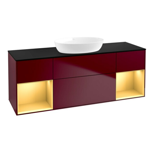 V&B Waschtischunterschrank Wandbeleuchtung Finion 160cm, Pl bla m, Reg gol m Lac, Peo m