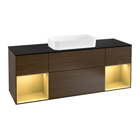 V&B Waschtischunterschrank Wandbeleuchtung Finion 160cm, Pl bla m, Reg gol m Lac, wal ven