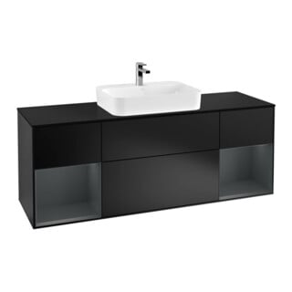 V&B Waschtischunterschrank Wandbeleuchtung Finion 160cm, Pl bla m, Reg md m Lac, bla m Lac