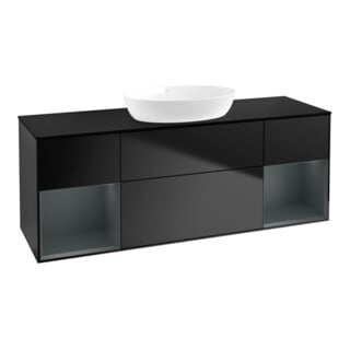 V&B Waschtischunterschrank Wandbeleuchtung Finion 160cm, Pl bla m, Reg md m Lac, bla m Lac