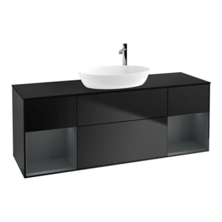 V&B Waschtischunterschrank Wandbeleuchtung Finion 160cm, Pl bla m, Reg md m Lac, bla m Lac