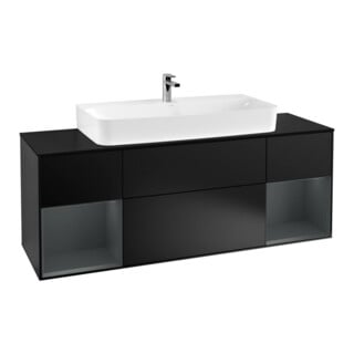 V&B Waschtischunterschrank Wandbeleuchtung Finion 160cm, Pl bla m, Reg md m Lac, bla m Lac