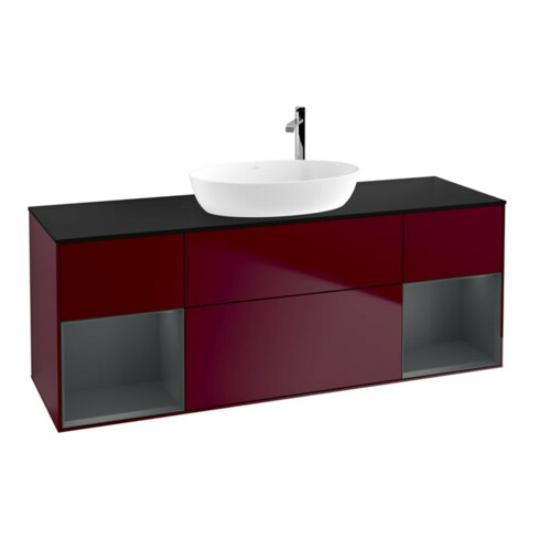 V&B Waschtischunterschrank Wandbeleuchtung Finion 160cm, Pl bla m, Reg md m Lac, Peo m