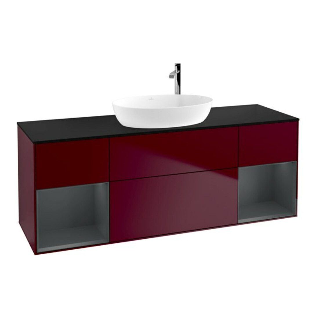V&B Waschtischunterschrank Wandbeleuchtung Finion 160cm, Pl bla m, Reg md m Lac, Peo m