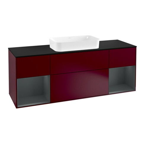 V&B Waschtischunterschrank Wandbeleuchtung Finion 160cm, Pl bla m, Reg md m Lac, Peo m