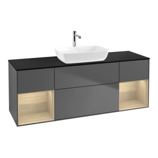 V&B Waschtischunterschrank Wandbeleuchtung Finion 160cm, Pl bla m, Reg Oa ven, Anthrac. m