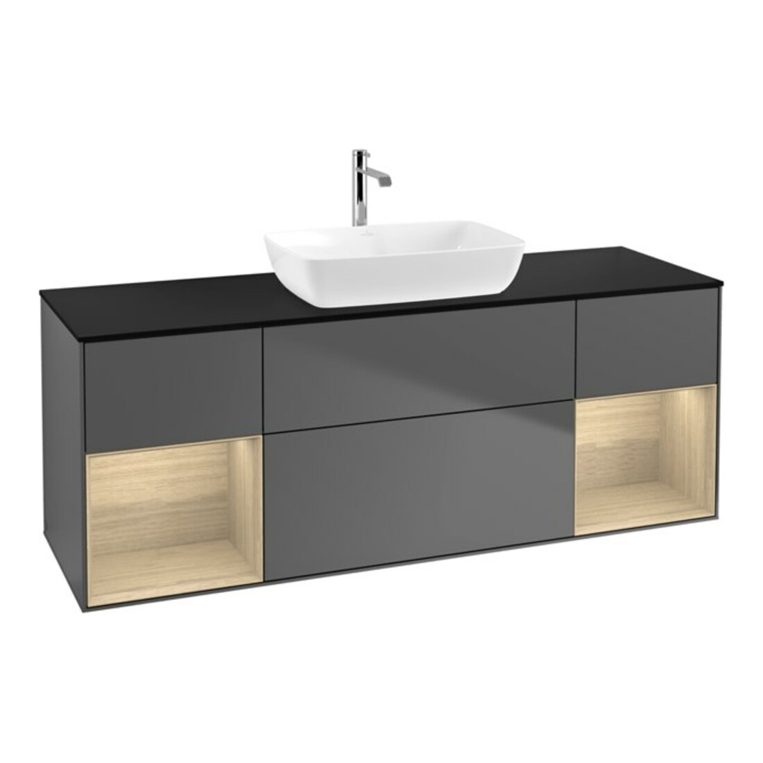 V&B Waschtischunterschrank Wandbeleuchtung Finion 160cm, Pl bla m, Reg Oa ven, Anthrac. m