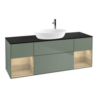 V&B Waschtischunterschrank Wandbeleuchtung Finion 160cm, Pl bla m, Reg Oa ven, Oli. m Lac