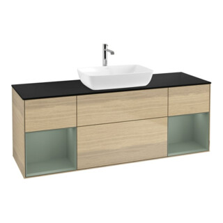 V&B Waschtischunterschrank Wandbeleuchtung Finion 160cm, Pl bla m, Reg Oli. m Lac, Oa ven