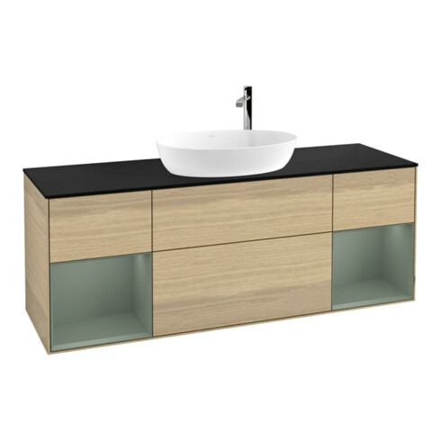 V&B Waschtischunterschrank Wandbeleuchtung Finion 160cm, Pl bla m, Reg Oli. m Lac, Oa ven