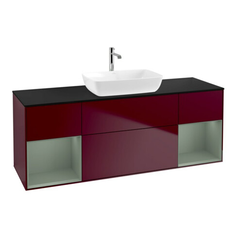 V&B Waschtischunterschrank Wandbeleuchtung Finion 160cm, Pl bla m, Reg Oli. m Lac, Peo m