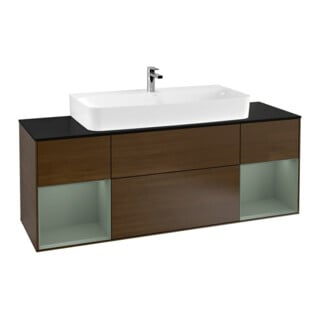 V&B Waschtischunterschrank Wandbeleuchtung Finion 160cm, Pl bla m, Reg Oli. m Lac, wal ven