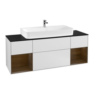 V&B Waschtischunterschrank Wandbeleuchtung Finion 160cm, Pl bla m, Reg wal ven, wh. m Lac