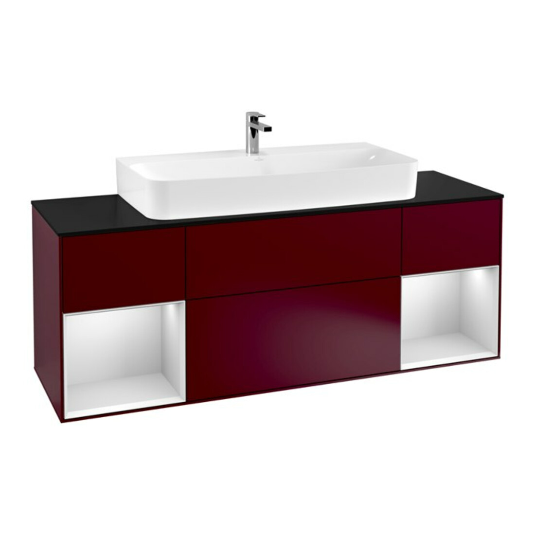 V&B Waschtischunterschrank Wandbeleuchtung Finion 160cm, Pl bla m, Reg wh. m Lac, Peo m