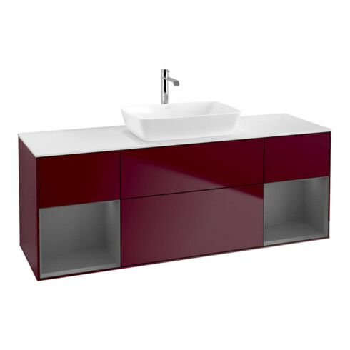 V&B Waschtischunterschrank Wandbeleuchtung Finion 160cm, Pl w m, Reg Anthrac. m Lac, Peo m