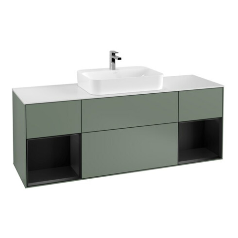 V&B Waschtischunterschrank Wandbeleuchtung Finion 160cm, Pl w m, Reg bla m Lac, Oli. m Lac