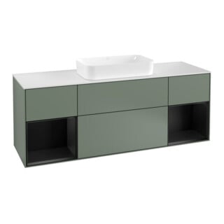 V&B Waschtischunterschrank Wandbeleuchtung Finion 160cm, Pl w m, Reg bla m Lac, Oli. m Lac