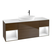 V&B Waschtischunterschrank Wandbeleuchtung Finion 160cm, Pl w m, Reg glo wh. Lac, wal ven