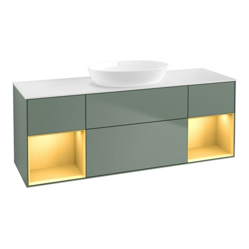 V&B Waschtischunterschrank Wandbeleuchtung Finion 160cm, Pl w m, Reg gol m Lac, Oli. m Lac