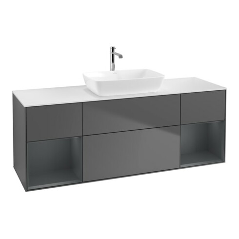 V&B Waschtischunterschrank Wandbeleuchtung Finion 160cm, Pl w m, Reg md m Lac, Anthrac. m