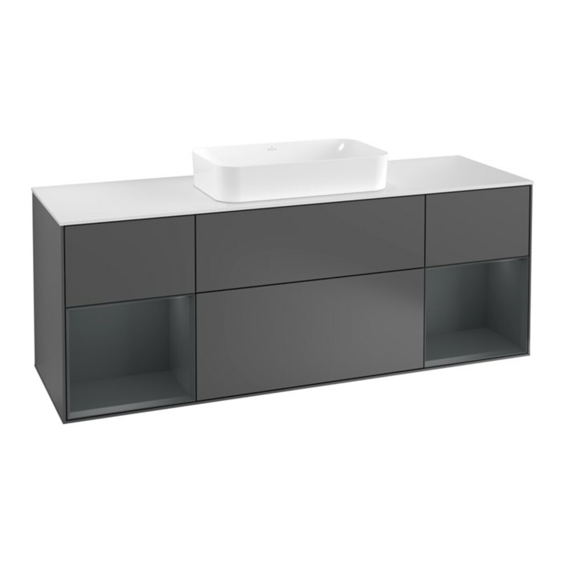 V&B Waschtischunterschrank Wandbeleuchtung Finion 160cm, Pl w m, Reg md m Lac, Anthrac. m