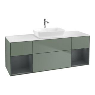 V&B Waschtischunterschrank Wandbeleuchtung Finion 160cm, Pl w m, Reg md m Lac, Oli. m Lac