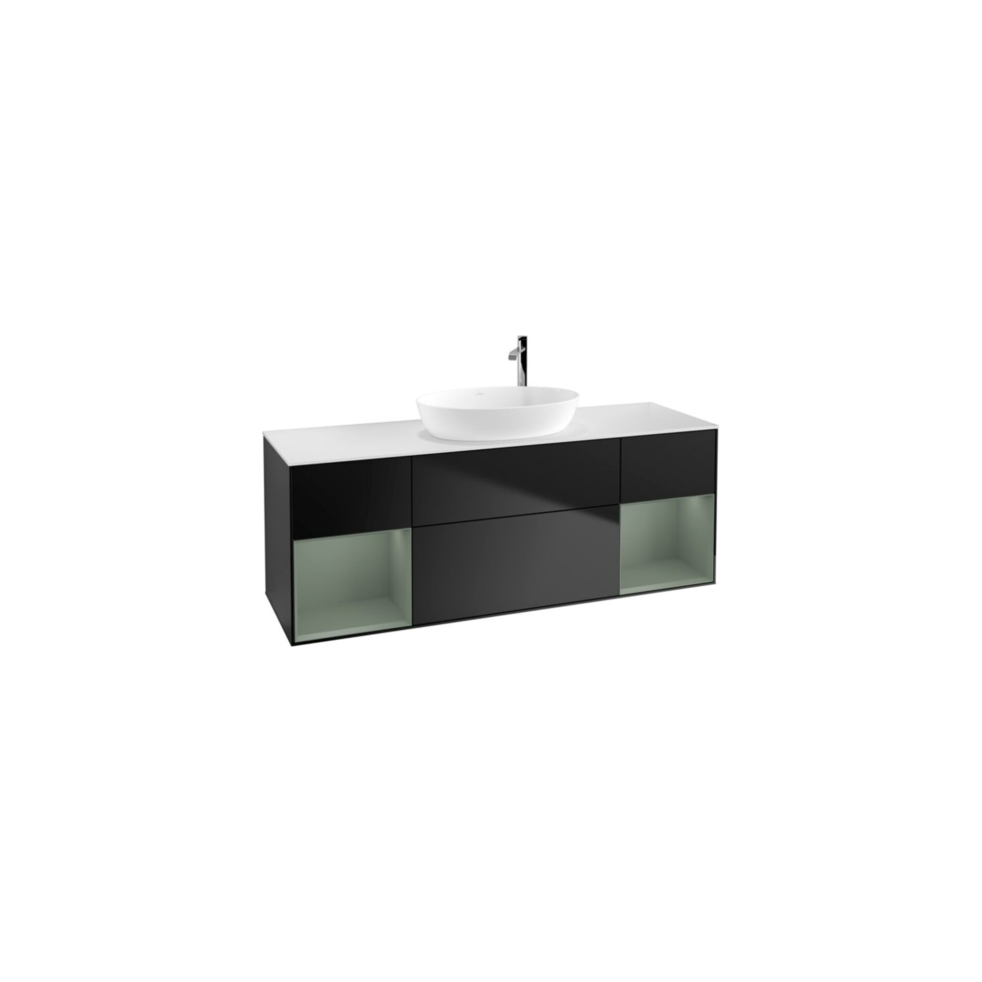 V&B Waschtischunterschrank Wandbeleuchtung Finion 160cm, Pl w m, Reg Oli. m Lac, bla m Lac ; Villeroy & Boch