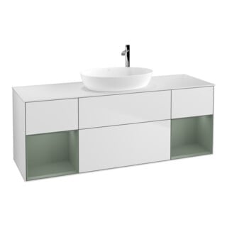 V&B Waschtischunterschrank Wandbeleuchtung Finion 160cm, Pl w m, Reg Oli. m Lac, wh. m Lac