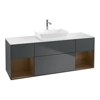 V&B Waschtischunterschrank Wandbeleuchtung Finion 160cm, Pl w m, Reg wal ven, md bl. m Lac