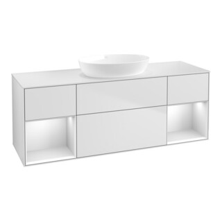 V&B Waschtischunterschrank Wandbeleuchtung Finion 160cm, Pl w m, Reg wh. m Lac, wh. m Lac