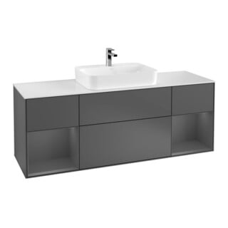 V&B Waschtischunterschrank Wandbeleuchtung Finion 160cm, Pl w m, Rg A m Lac, Anthrac. m