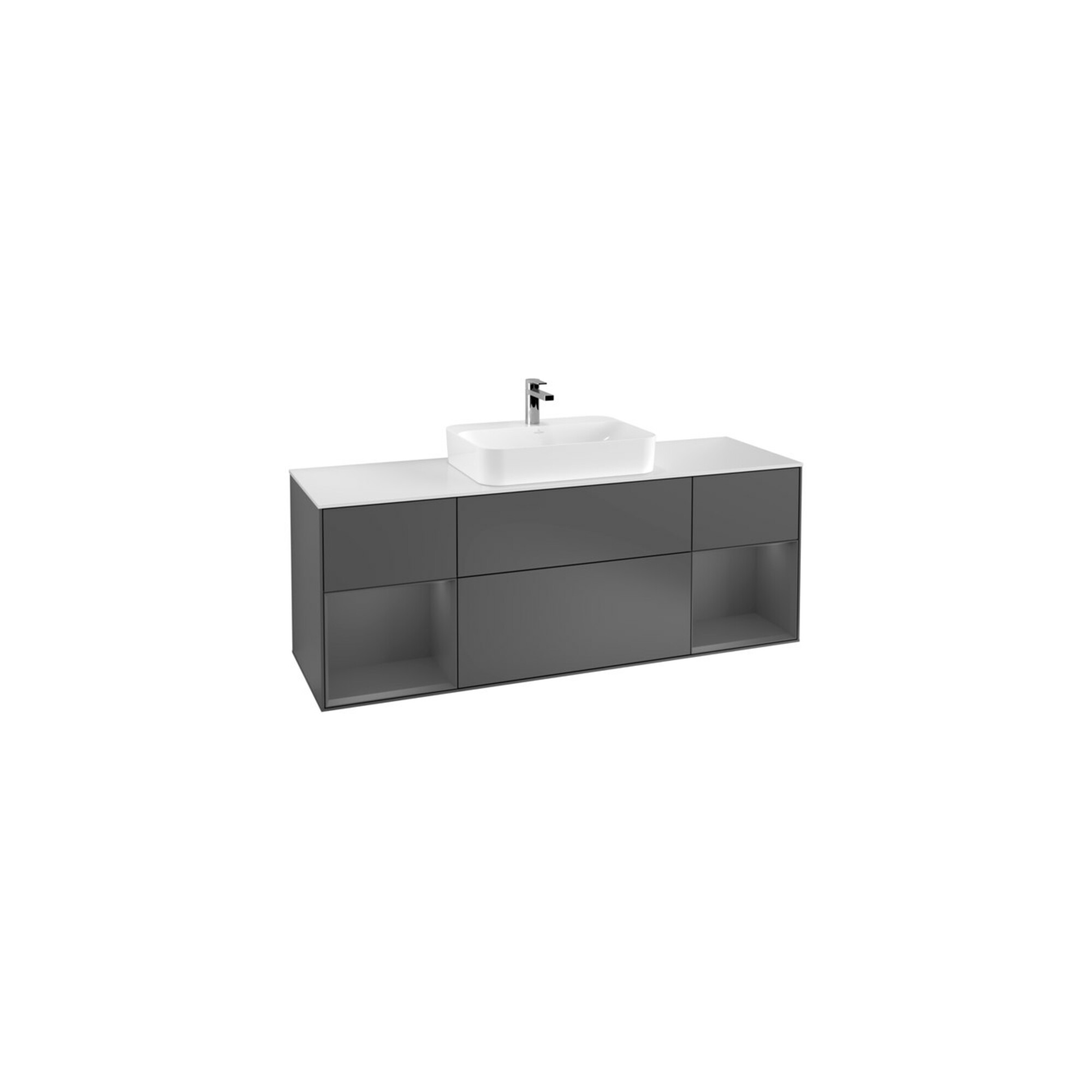 V&B Waschtischunterschrank Wandbeleuchtung Finion 160cm, Pl w m, Rg A m Lac, Anthrac. m ; Villeroy & Boch