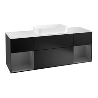 V&B Waschtischunterschrank Wandbeleuchtung Finion 160cm, Pl w m, Rg A m Lac, bla m Lac