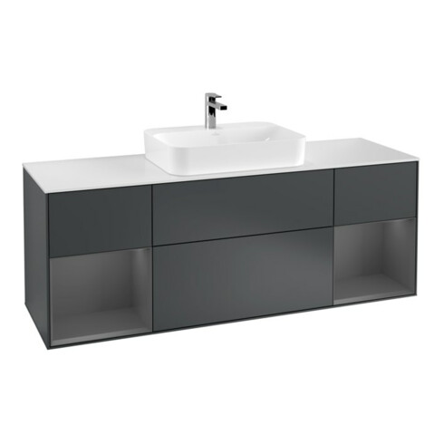 V&B Waschtischunterschrank Wandbeleuchtung Finion 160cm, Pl w m, Rg A m Lac, md bl. m Lac