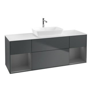 V&B Waschtischunterschrank Wandbeleuchtung Finion 160cm, Pl w m, Rg A m Lac, md bl. m Lac