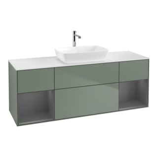 V&B Waschtischunterschrank Wandbeleuchtung Finion 160cm, Pl w m, Rg A m Lac, Oli. m Lac