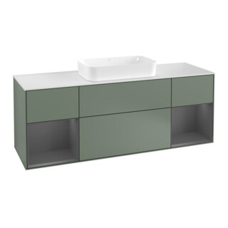 V&B Waschtischunterschrank Wandbeleuchtung Finion 160cm, Pl w m, Rg A m Lac, Oli. m Lac
