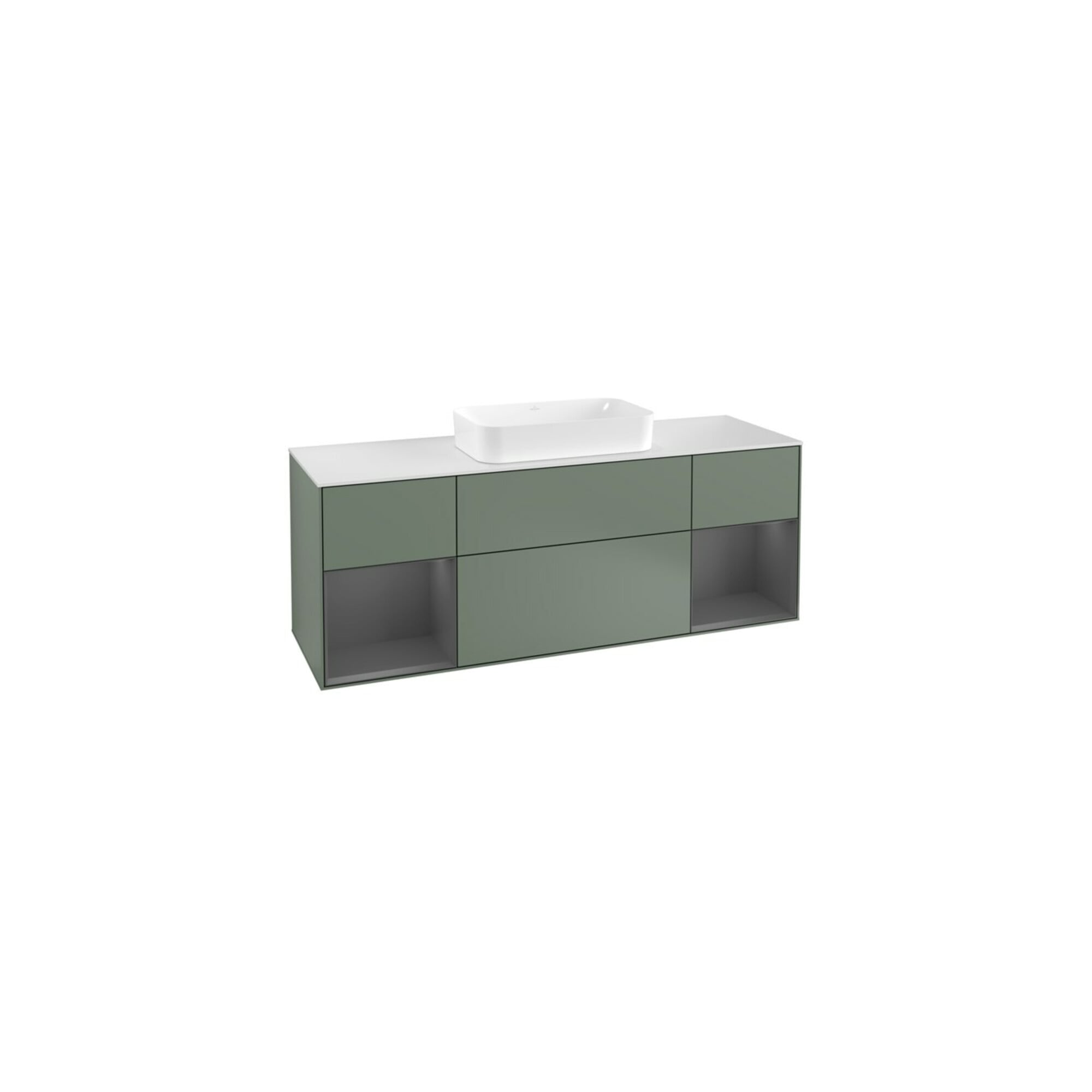 V&B Waschtischunterschrank Wandbeleuchtung Finion 160cm, Pl w m, Rg A m Lac, Oli. m Lac ; Villeroy & Boch