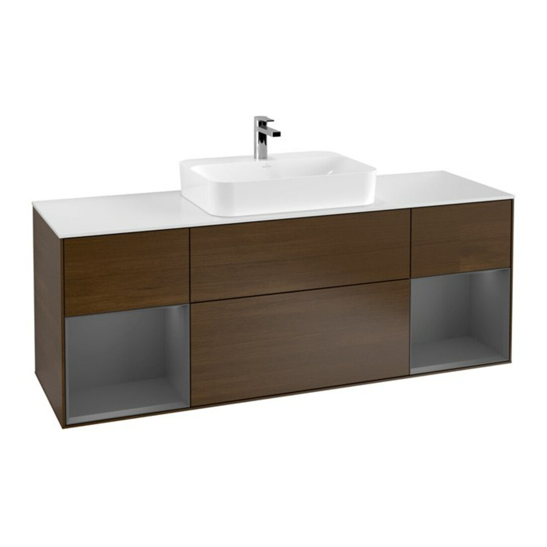 V&B Waschtischunterschrank Wandbeleuchtung Finion 160cm, Pl w m, Rg A m Lac, wal ven