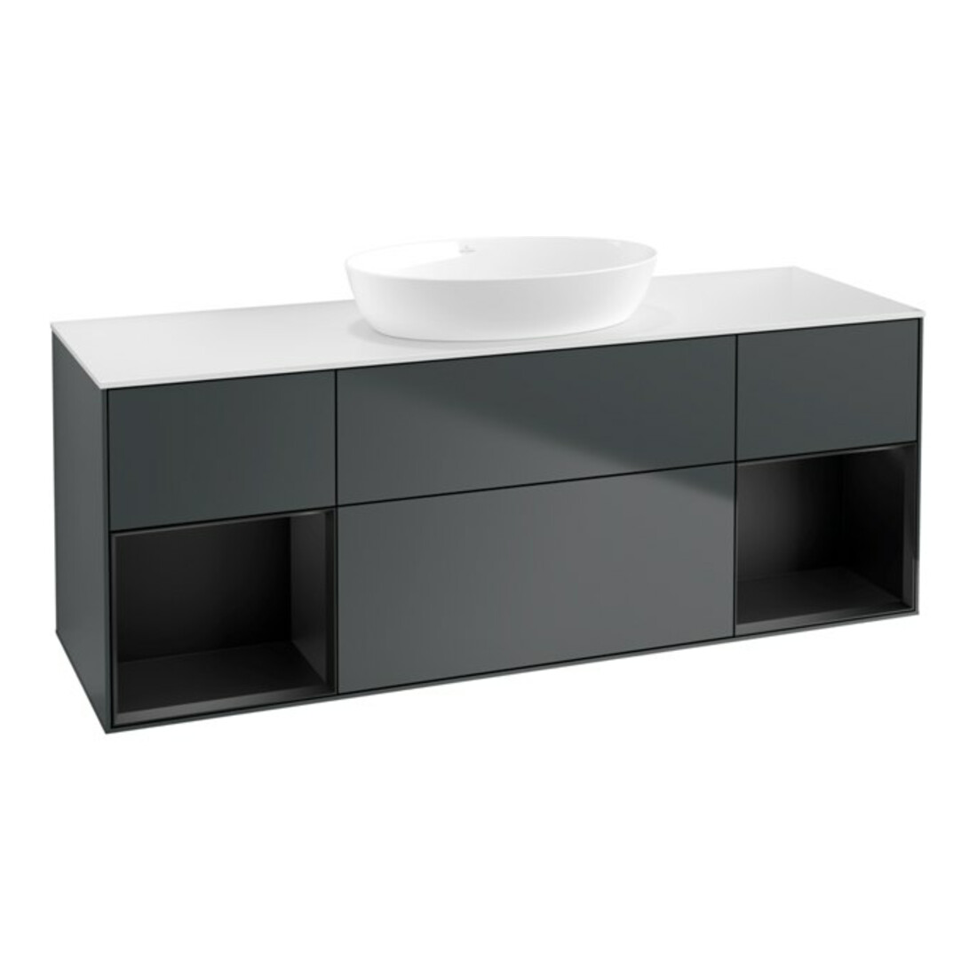 V&B Waschtischunterschrank Wandbeleuchtung Finion 160cm, Pl w m, Rg b m Lac, md bl. m Lac