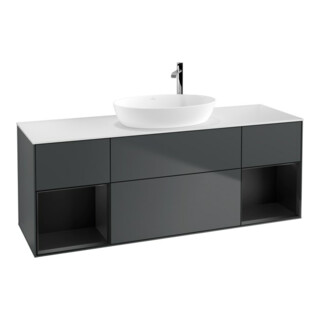 V&B Waschtischunterschrank Wandbeleuchtung Finion 160cm, Pl w m, Rg b m Lac, md bl. m Lac