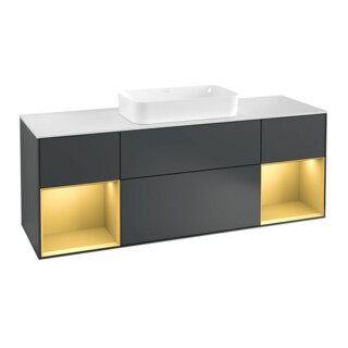 V&B Waschtischunterschrank Wandbeleuchtung Finion 160cm, Pl w m, Rg g m Lac, md bl. m Lac