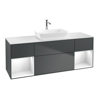 V&B Waschtischunterschrank Wandbeleuchtung Finion 160cm, Pl w m, Rg g w Lac, md bl. m Lac
