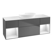 V&B Waschtischunterschrank Wandbeleuchtung Finion 160cm, Pl w m, Rg g wh. Lac, Anthrac. m