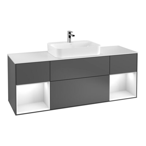 V&B Waschtischunterschrank Wandbeleuchtung Finion 160cm, Pl w m, Rg g wh. Lac, Anthrac. m