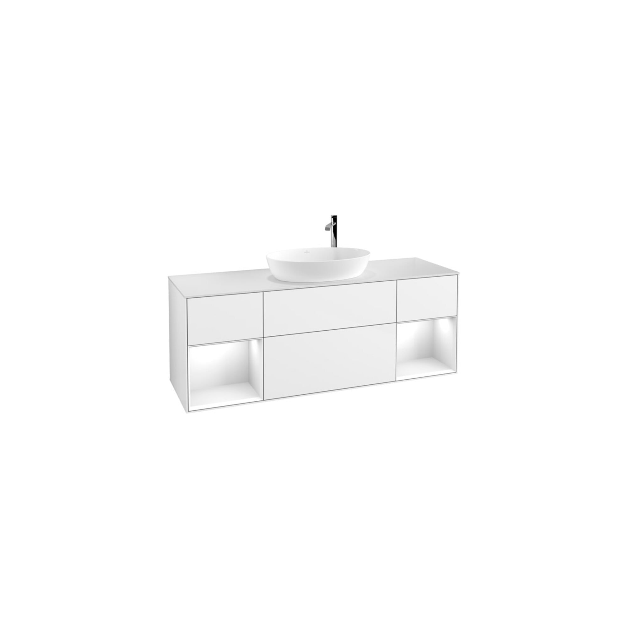 V&B Waschtischunterschrank Wandbeleuchtung Finion 160cm, Pl w m, Rg g wh. Lac, glo wh. Lac ; Villeroy & Boch