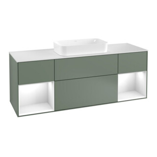 V&B Waschtischunterschrank Wandbeleuchtung Finion 160cm, Pl w m, Rg g wh. Lac, Oli. m Lac