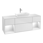 V&B Waschtischunterschrank Wandbeleuchtung Finion 160cm, Pl w m, Rg glo wh. Lac, wh. m Lac
