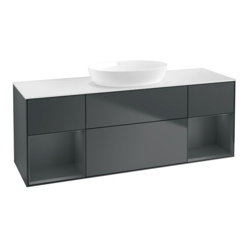 V&B Waschtischunterschrank Wandbeleuchtung Finion 160cm, Pl w m, Rg md m Lac, md bl. m Lac