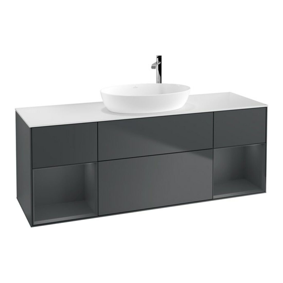 V&B Waschtischunterschrank Wandbeleuchtung Finion 160cm, Pl w m, Rg md m Lac, md bl. m Lac